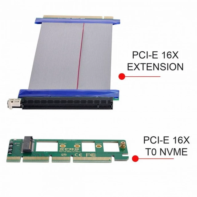 Alt view image 4 of 7 - WRIARICH NGFF M-key NVME AHCI SSD to PCI-E 3.0 16x x16 Vertical Adapter with Cable Male to Female Extension