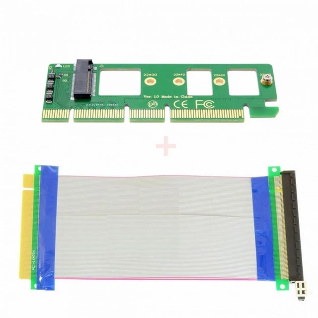 Main image of WRIARICH NGFF M-key NVME AHCI SSD to PCI-E 3.0 16x x16 Vertical Adapter with Cable Male to Female Extension