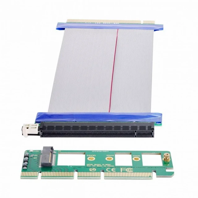 Alt view image 2 of 7 - WRIARICH NGFF M-key NVME AHCI SSD to PCI-E 3.0 16x x16 Vertical Adapter with Cable Male to Female Extension