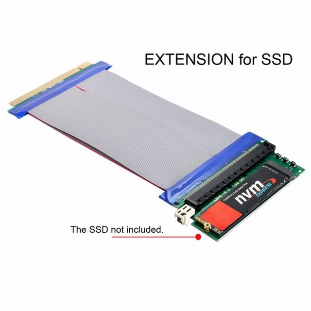 Alt view image 5 of 7 - WRIARICH NGFF M-key NVME AHCI SSD to PCI-E 3.0 16x x16 Vertical Adapter with Cable Male to Female Extension
