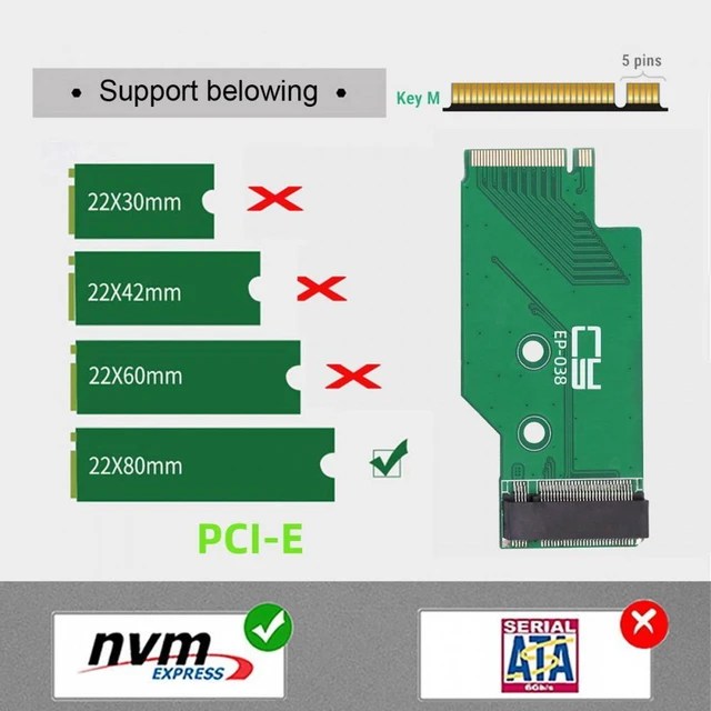 Alt view image 3 of 7 - WRIARICH NGFF NVME M-Key 22x42mm to 22x80mm Male to Female Extension SSD Adapter Compatible with Legion Go Game Boy