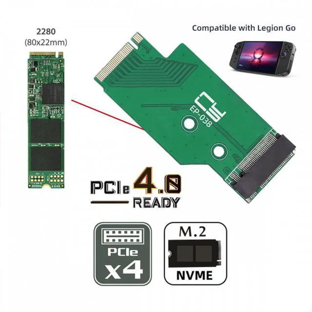 Alt view image 4 of 7 - WRIARICH NGFF NVME M-Key 22x42mm to 22x80mm Male to Female Extension SSD Adapter Compatible with Legion Go Game Boy