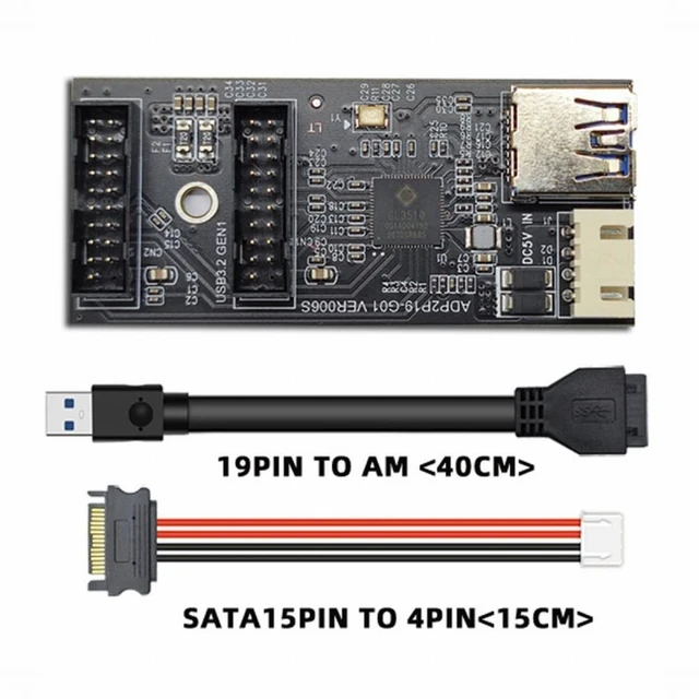 Alt view image 2 of 7 - WRIARICH Single 19/20Pin Header to USB 3.0 19/20Pin Dual Ports Female PCBA Type Adapter Splitter HUB 5Gbps