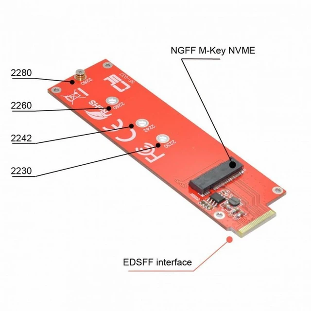 Alt view image 2 of 7 - WRIARICH NVMe NGFF M-key 4X Host Adapter to Ruler 1U GEN-Z EDSFF Short SSD E1.S Carrier Adapter
