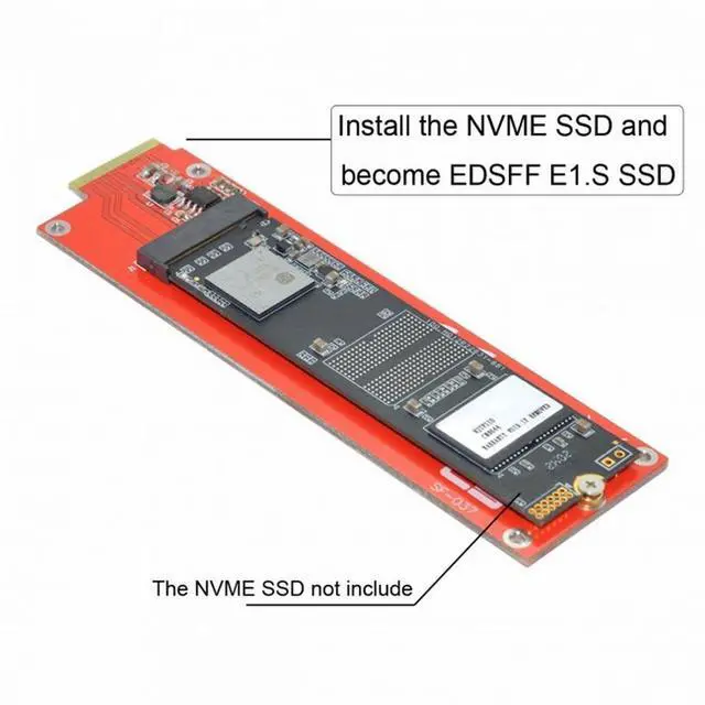 Alt view image 5 of 7 - WRIARICH NVMe NGFF M-key 4X Host Adapter to Ruler 1U GEN-Z EDSFF Short SSD E1.S Carrier Adapter