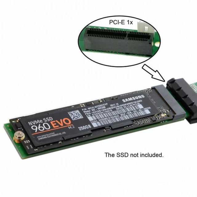 Alt view image 7 of 7 - WRIARICH NGFF M-key NVME AHCI SSD to PCI-E 3.0 1x x1 Vertical Adapter with Cable Male to Female Extension