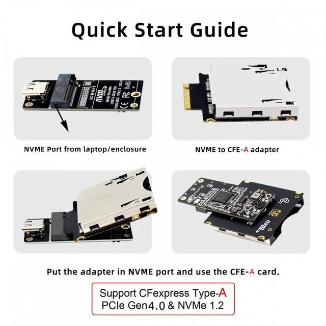 Alt view image 4 of 6 - WRIARICH NGFF M.2 NVMe Host to CFExpress CFA Extension Adapter M2 M-key for CFE Type-A Support Camera Memory Card