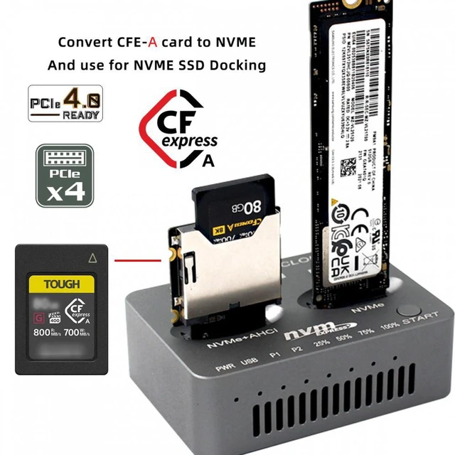 Alt view image 6 of 6 - WRIARICH NGFF M.2 NVMe Host to CFExpress CFA Extension Adapter M2 M-key for CFE Type-A Support Camera Memory Card