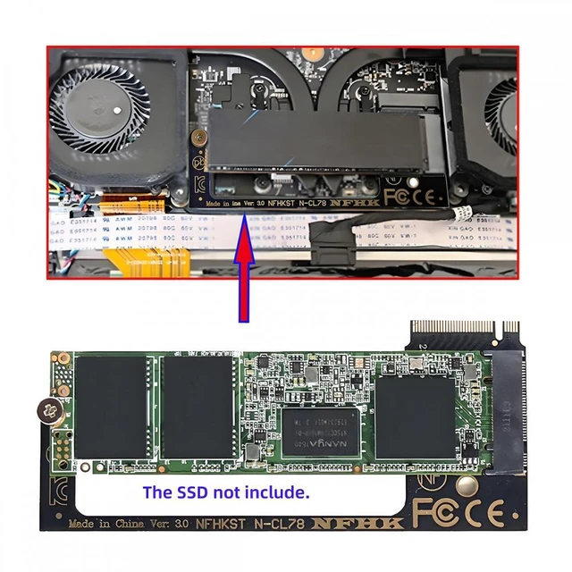 Alt view image 3 of 7 - WRIARICH 2230 NVME M-Key 22x30mm to 22x80mm Angled Extension 2280 SSD Upgrade Adapter Compatible with CLAW8 AI+ CLAW7 Gaming Computer