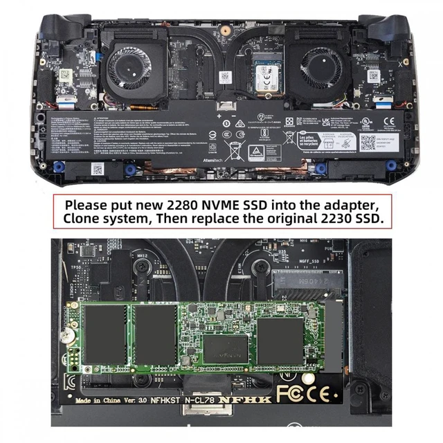 Alt view image 7 of 7 - WRIARICH 2230 NVME M-Key 22x30mm to 22x80mm Angled Extension 2280 SSD Upgrade Adapter Compatible with CLAW8 AI+ CLAW7 Gaming Computer