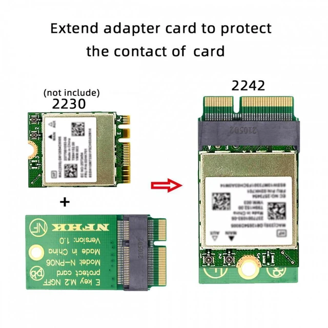 Alt view image 5 of 6 - WRIARICH NGFF E-Key A+E Key 22x30mm to 22x42mm Male to Female Extension Adapter for Wireless Card