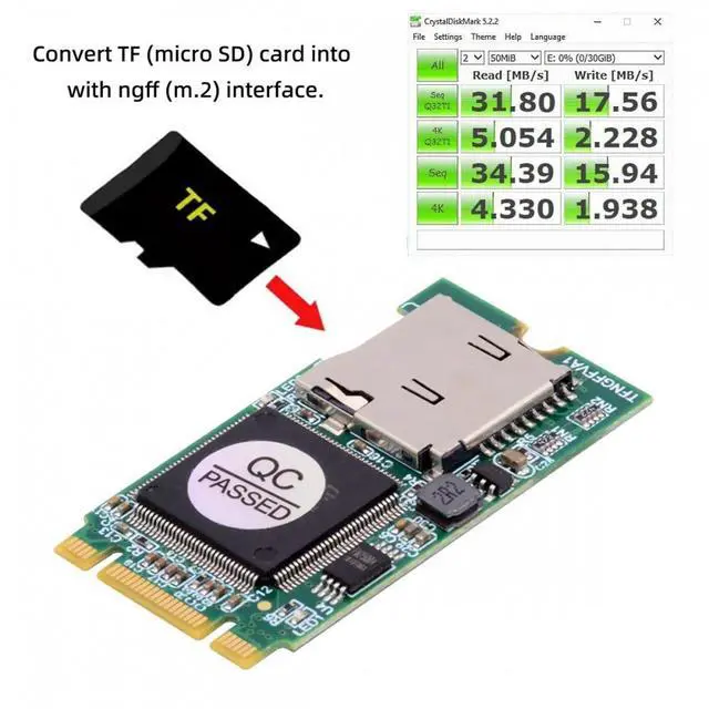 Alt view image 4 of 7 - WRIARICH 22x42mm M.2 NGFF B-Key to Micro SD T-Flash TF Card Rearder B+M Key Adapter Embedded for Industrial Mobile SSD