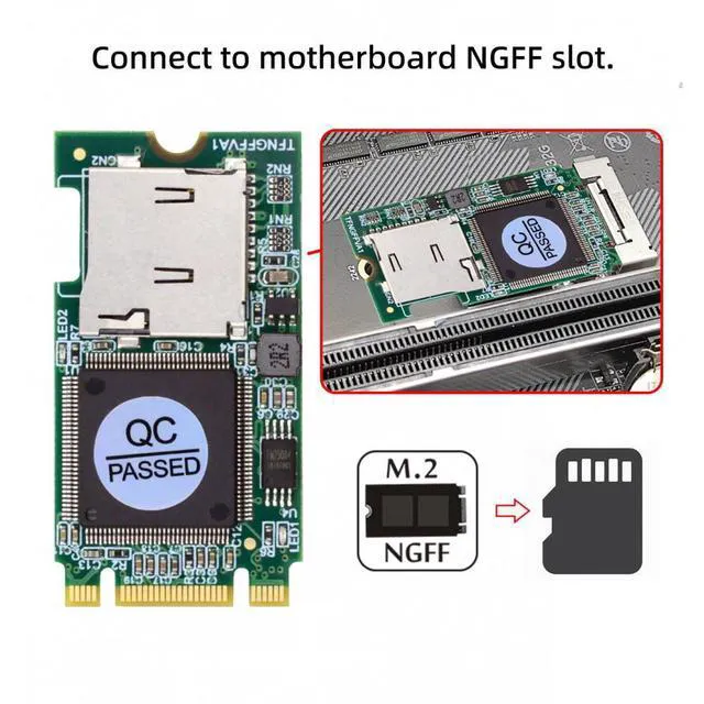 Alt view image 5 of 7 - WRIARICH 22x42mm M.2 NGFF B-Key to Micro SD T-Flash TF Card Rearder B+M Key Adapter Embedded for Industrial Mobile SSD