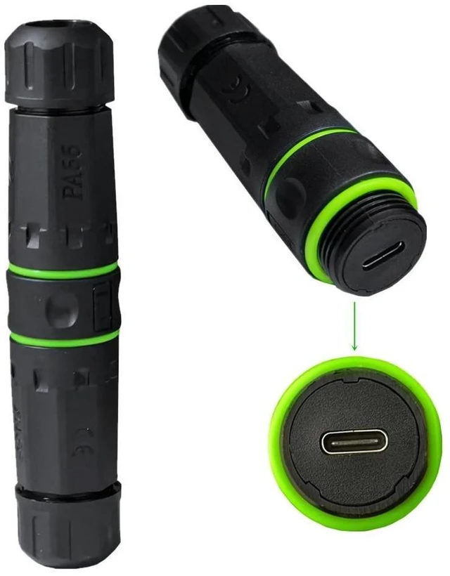 Main image of WRIARICH M20 Locking IP68 Waterproof Type-C 10Gbps USB3.1 Female to USB-C Female Extension Adapter Coupler