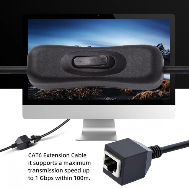 Alt view image 2 of 7 - WRIARICH RJ45 CAT6 8P8C STP UTP Male to Female Extension Cable with 304 Singal Switch On/Off LAN Ethernet Network Patch Cord