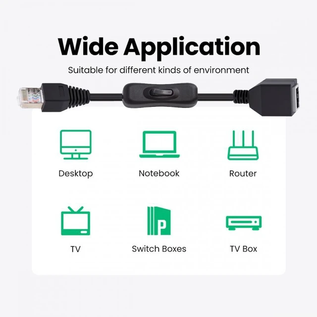 Alt view image 6 of 7 - WRIARICH RJ45 CAT6 8P8C STP UTP Male to Female Extension Cable with 304 Singal Switch On/Off LAN Ethernet Network Patch Cord