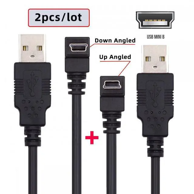 Alt view image 2 of 7 - WRIARICH Cable 2pcs/lot Down & Up Angled Mini USB B Type 5pin Male 90 Degree to USB 2.0 Male Power Data Cable 50cm