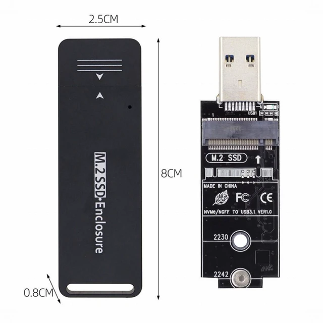 Alt view image 4 of 7 - WRIARICH USB 3.0 to 2230 2242 NVME M-key M.2 NGFF SATA SSD External PCBA Case Adapter RTL9210B Chipset