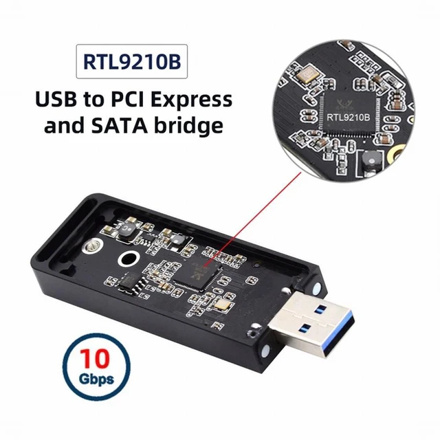 Alt view image 7 of 7 - WRIARICH USB 3.0 to 2230 2242 NVME M-key M.2 NGFF SATA SSD External PCBA Case Adapter RTL9210B Chipset