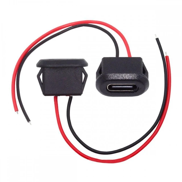 Main image of WRIARICH Cable 2pcs/set DIY OEM Type-C USB-C Female Socket to 2Pin Open Cable Latch Mount Type DC 5V Power