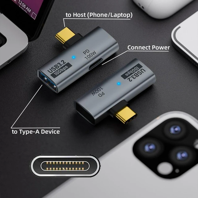 Alt view image 7 of 7 - WRIARICH 10Gbps USB-C Type-C to USB 3.0 Female OTG & 100W PD Power Adapter for Laptop Tablet Phone