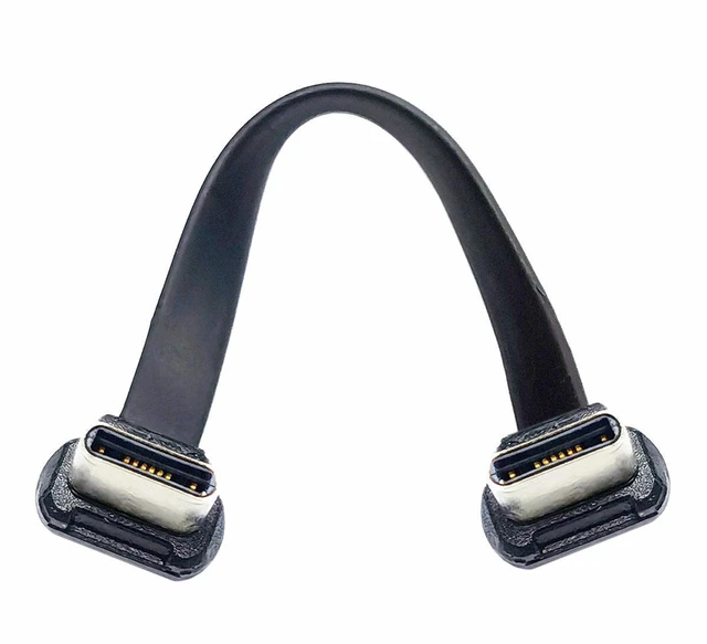 Main image of WRIARICH USB-C Type C to USB-C Ultra Slim Flat Power USB2.0 Data Cable Angled Connector 65W Fast Charge for Laptop Tablet Phone