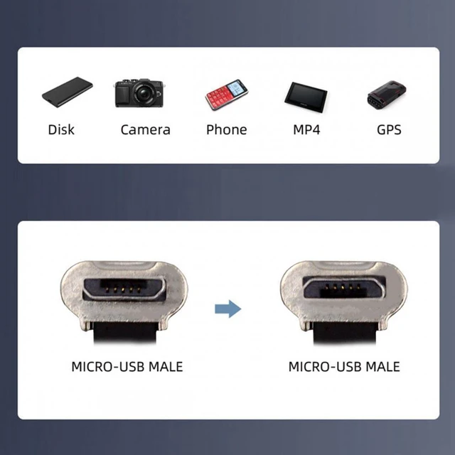 Alt view image 5 of 7 - WRIARICH Cable Micro USB2.0 Male to Micro USB Male 5Pin Ultra Slim Flat Data Charge Cable 16cm Down to Up Angle 90 Degree Connector