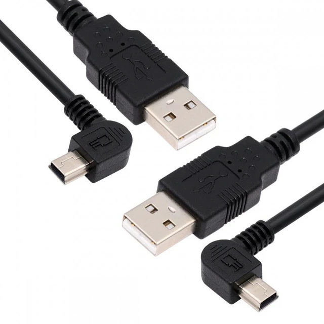 Main image of WRIARICH 2pcs/lot Left & Right Angled Mini USB B Type 5pin Male 90 Degree to USB 2.0 Male Power Data Cable 50cm