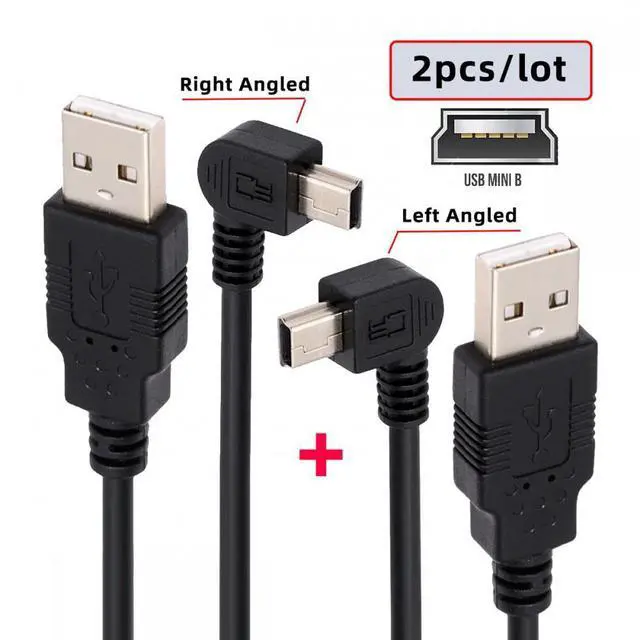 Alt view image 2 of 7 - WRIARICH 2pcs/lot Left & Right Angled Mini USB B Type 5pin Male 90 Degree to USB 2.0 Male Power Data Cable 50cm