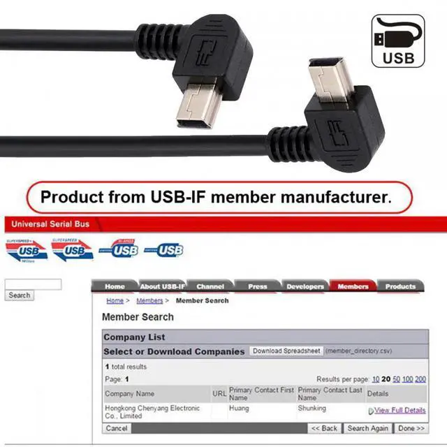 Alt view image 6 of 7 - WRIARICH 2pcs/lot Left & Right Angled Mini USB B Type 5pin Male 90 Degree to USB 2.0 Male Power Data Cable 50cm