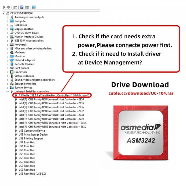 Alt view image 4 of 7 - WRIARICH 20Gbps Type-E USB 3.1 Front Panel Socket to NVME NGFF M-Key Express Card Adapter ASM3242 Chipset for Motherboard