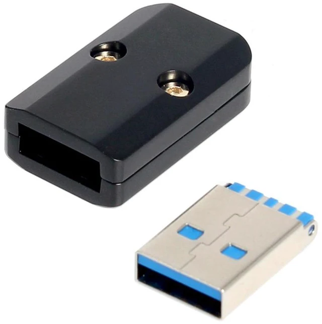 Main image of WRIARICH USB 3.0 Type-A Male Plug Connector Solder Type with Aluminum Alloy Shell Black Customization for 6.0mm Cable