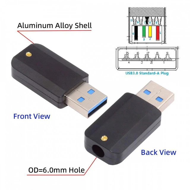 Alt view image 5 of 7 - WRIARICH USB 3.0 Type-A Male Plug Connector Solder Type with Aluminum Alloy Shell Black Customization for 6.0mm Cable
