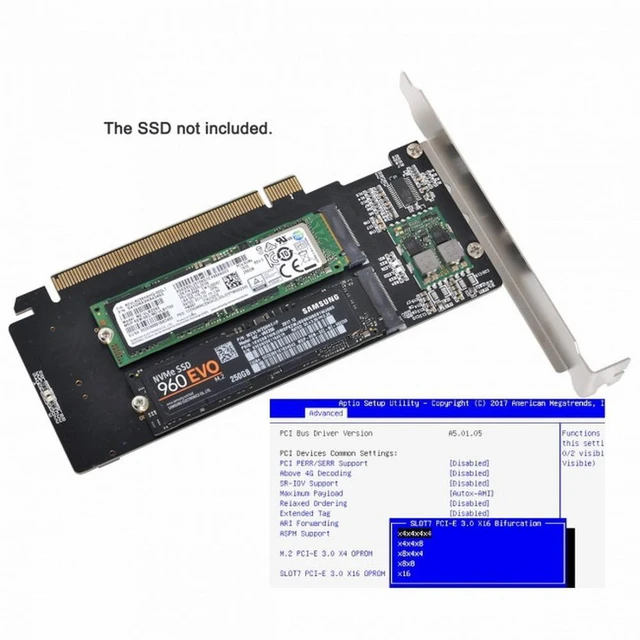 Alt view image 7 of 7 - WRIARICH 4X NVME M.2 AHCI to PCIE Express 3.0 Gen3 X16 Raid Card VROC Raid0 Hyper Adapter