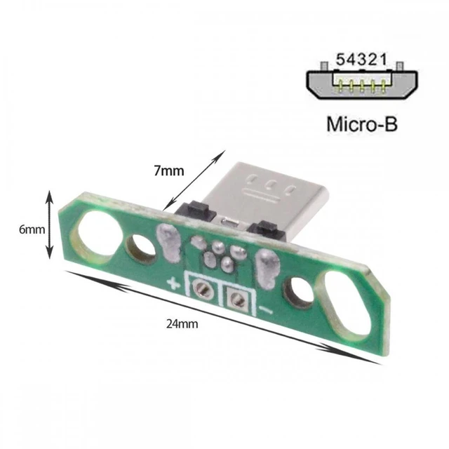 Alt view image 6 of 6 - WRIARICH Cable 5pcs/set DIY OEM Micro USB2.0 Male Plug Connector 7mm Length with PCB Mounting Assembly Solder Type