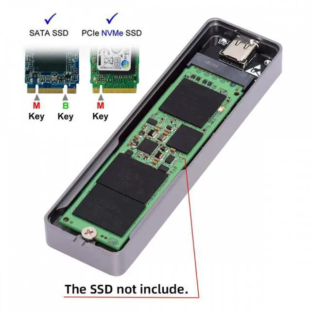 Alt view image 2 of 7 - WRIARICH 20Gbps Type-C USB3.2 USB4 to NVME M-key M.2 NGFF SATA SSD PCBA Enclosure 2280/2242/2230mm Adapter RTL9220 Chipset