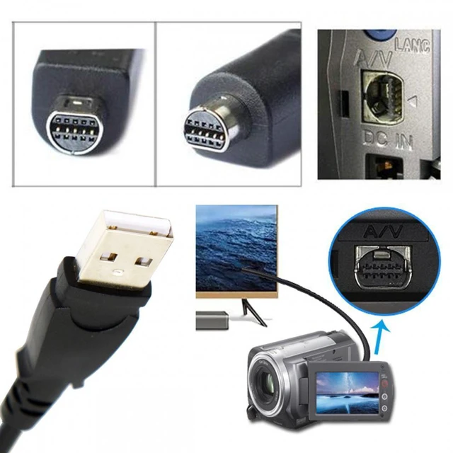 Alt view image 7 of 7 - WRIARICH Cable USB2.0 Type-A Host to Camcorder 10Pin Data Power Cable VMC-15FS for 10Pin DCR-705E 602E SR42 605E HC46E DVD7E 803E 805E