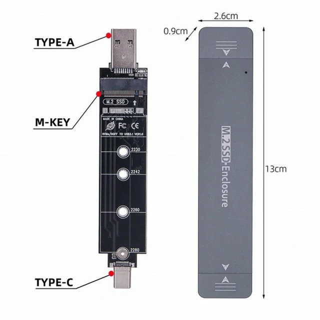 Alt view image 4 of 7 - WRIARICH Combo Type-C USB3.0 to NVME M-key M.2 NGFF SATA SSD PCBA Case 2280/2242/2230mm Adapter RTL9210B Chipset
