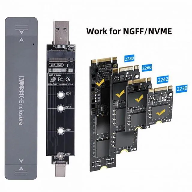 Alt view image 6 of 7 - WRIARICH Combo Type-C USB3.0 to NVME M-key M.2 NGFF SATA SSD PCBA Case 2280/2242/2230mm Adapter RTL9210B Chipset