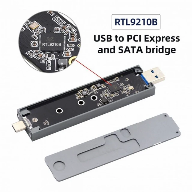 Alt view image 7 of 7 - WRIARICH Combo Type-C USB3.0 to NVME M-key M.2 NGFF SATA SSD PCBA Case 2280/2242/2230mm Adapter RTL9210B Chipset