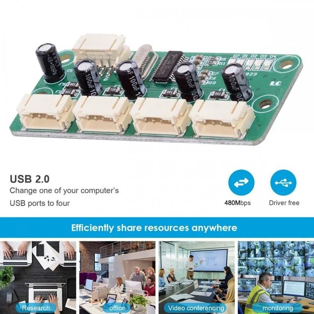 Alt view image 7 of 7 - WRIARICH USB 4Pin Pitch=2.0mm Wafer 1-to-4 Four Ports HUB PCBA PCs 4 Devices for Keyboard Mouse Scanner Printer
