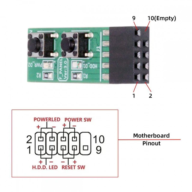 Alt view image 2 of 6 - WRIARICH Cable Reset Power Jumper for Computer Mainboard 10Pin Switching Board Adapter With Button For Maintenance Task