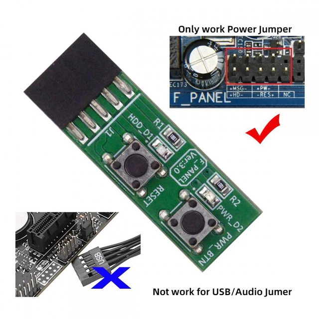 Alt view image 5 of 6 - WRIARICH Cable Reset Power Jumper for Computer Mainboard 10Pin Switching Board Adapter With Button For Maintenance Task