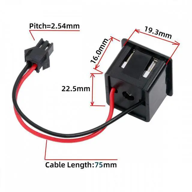 Alt view image 2 of 6 - WRIARICH DIY OEM Dual Type-A Female Socket to 2Pin Header Cable Pitch=2.54mm Latch Mount Type DC 5V Power