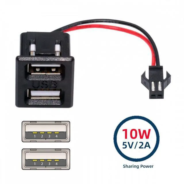 Alt view image 5 of 6 - WRIARICH DIY OEM Dual Type-A Female Socket to 2Pin Header Cable Pitch=2.54mm Latch Mount Type DC 5V Power