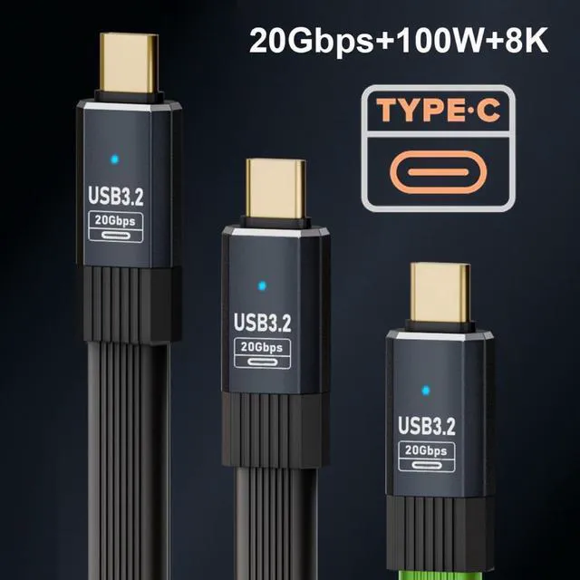 Alt view image 2 of 7 - WRIARICH 0.2M USB4 Cable 20Gbps Flat Slim FPC Cable with 100W and 8K@60Hz 5K@60Hz USB4.0 Compatible with Thunderbolt3/4