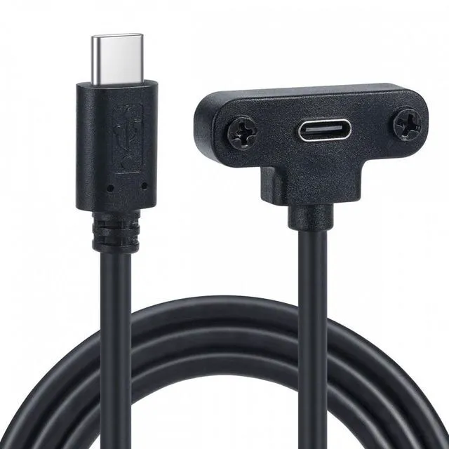 Main image of WRIARICH USB-C 480Mbps Type-C Male to Up Angled Female Extension Data Screw Locking Cable for Camera VR