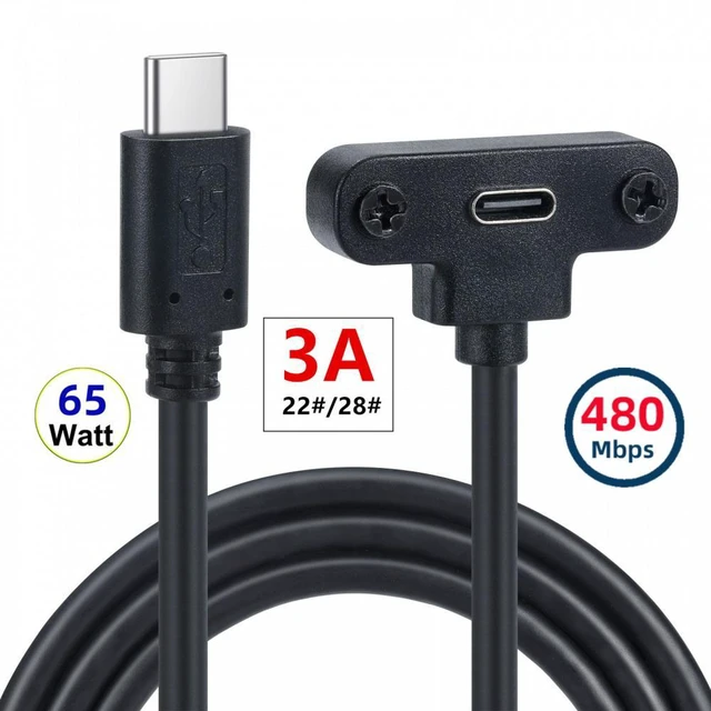 Alt view image 5 of 7 - WRIARICH USB-C 480Mbps Type-C Male to Up Angled Female Extension Data Screw Locking Cable for Camera VR