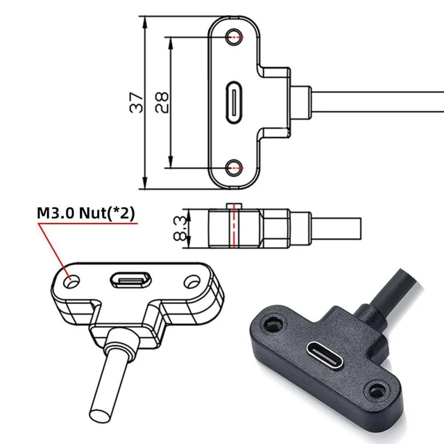 Alt view image 6 of 7 - WRIARICH USB-C 480Mbps Type-C Male to Up Angled Female Extension Data Screw Locking Cable for Camera VR