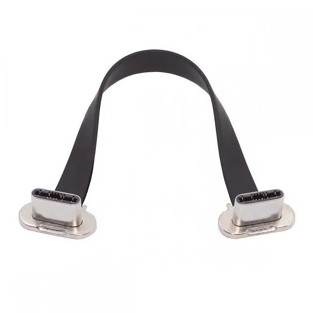 Main image of WRIARICH Dual Angled Ultra Slim Flat USB-C Type C to USB-C Power USB2.0 Data Cable 65W Fast Charge for Laptop Tablet Phone